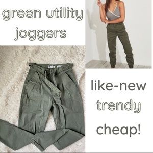 Green utility joggers HOLLISTER